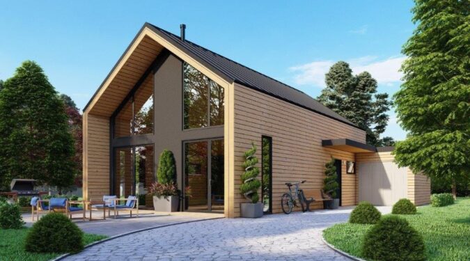 Modern prefab Koia houses with minimalist architecture and panoramic forest views.